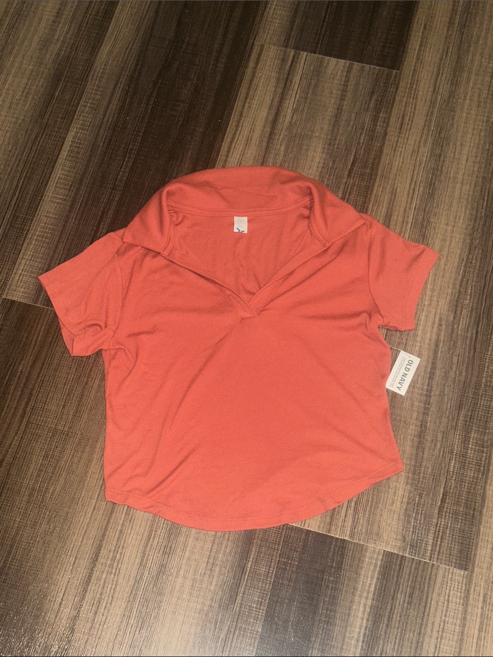 Old Navy Short-Sleeve Collared Polo V-Neck Crop Top